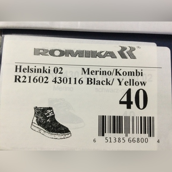 Romika Helsinki 02 Black Yellow Faux Fur Boot Sneaker EU 40 US 9 to 9.5 - Picture 15 of 16